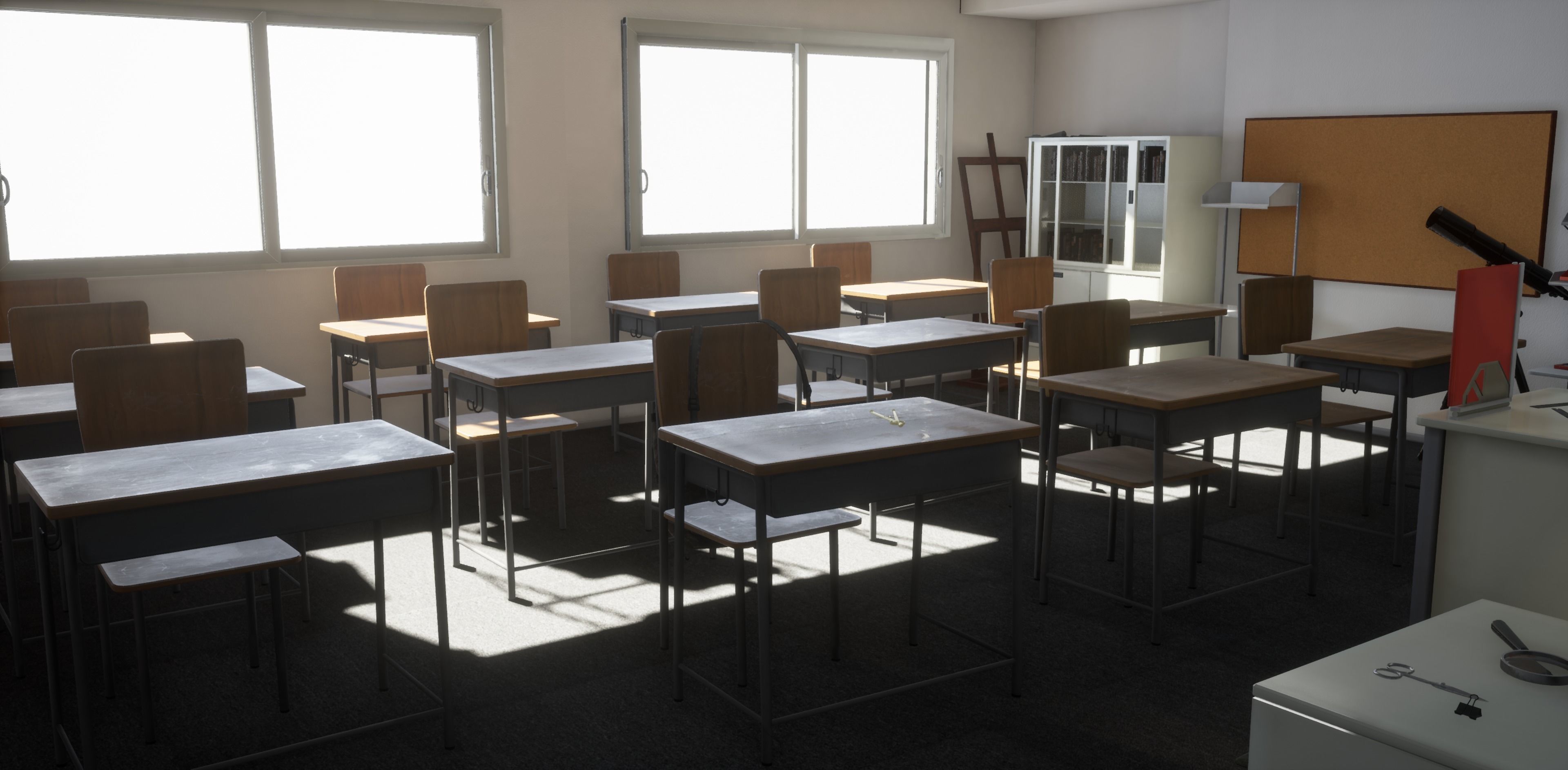 Unreal School Classroom Low-poly 3D model_2