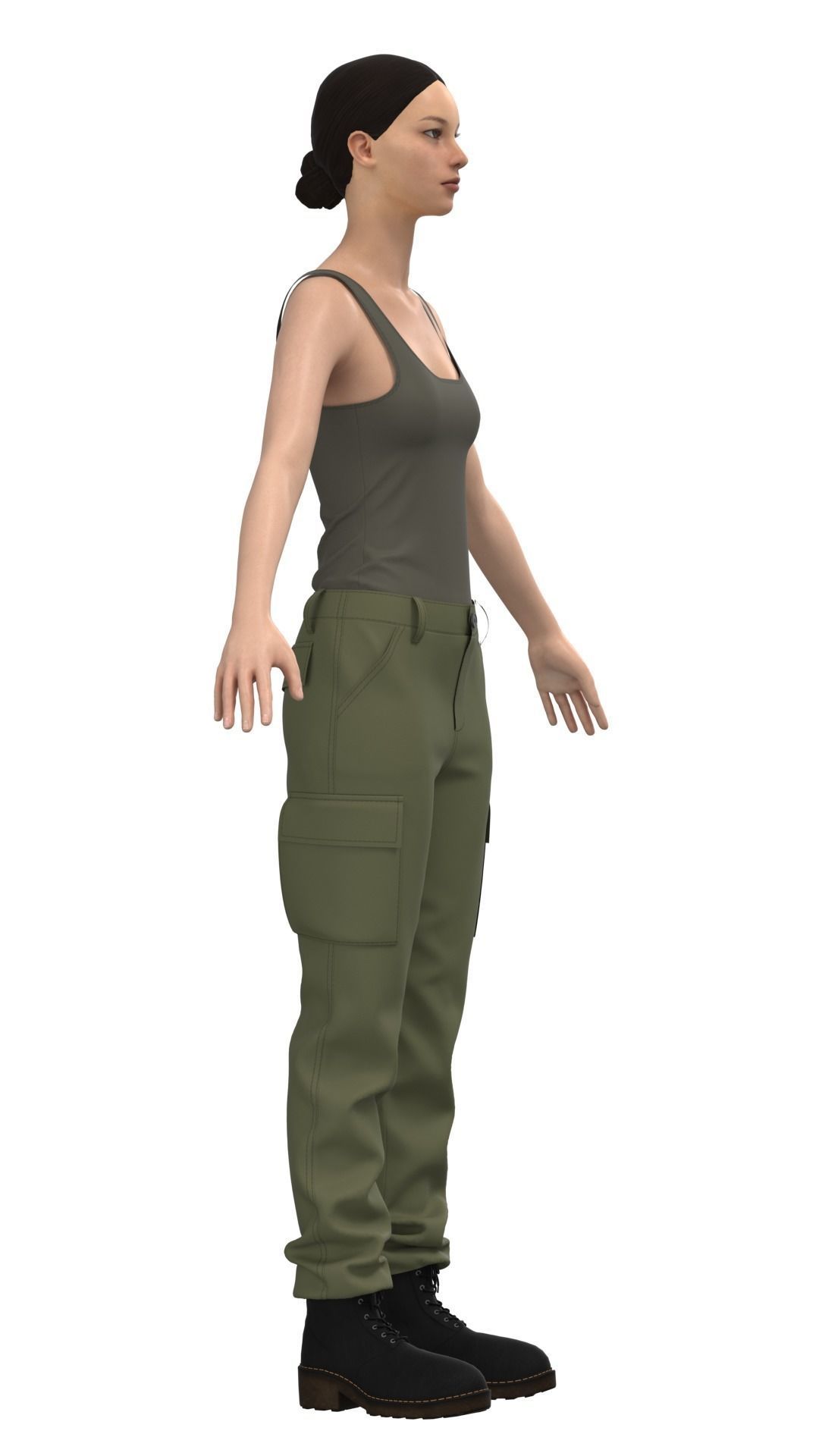 Womens Tactical Cargo Pants and Shirt  3D model_5