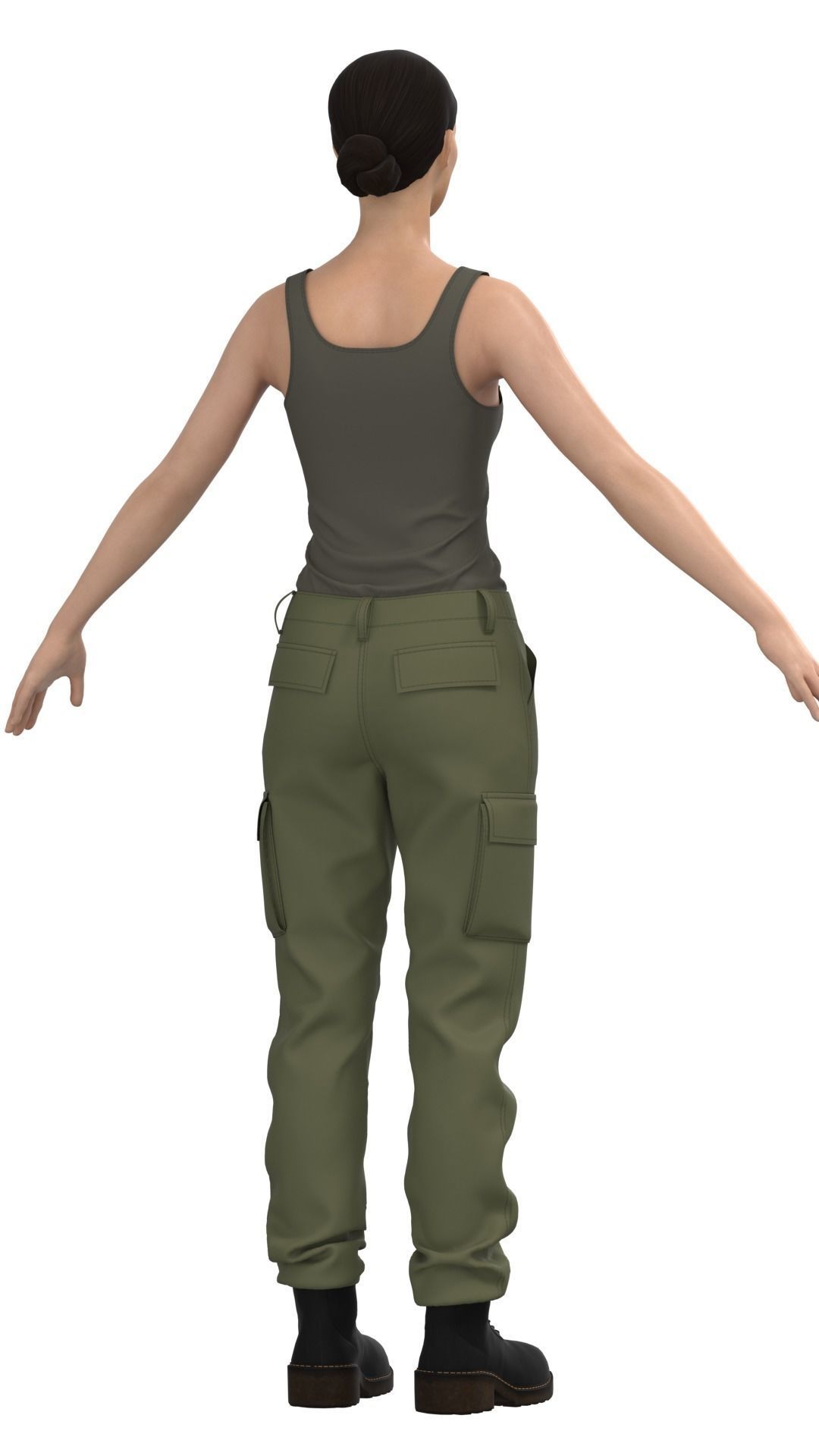 Womens Tactical Cargo Pants and Shirt  3D model_8