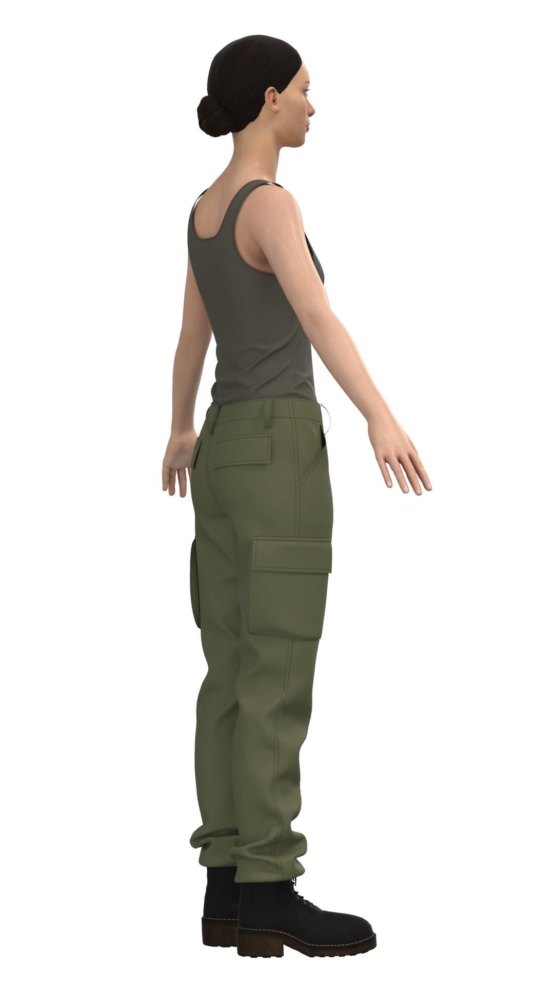 Womens Tactical Cargo Pants and Shirt  3D model_6