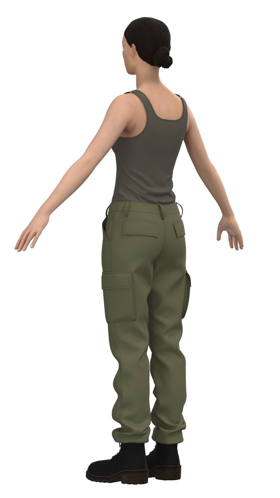 Womens Tactical Cargo Pants and Shirt  3D model_11