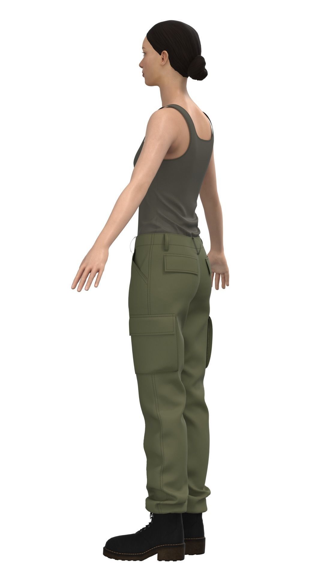 Womens Tactical Cargo Pants and Shirt  3D model_12