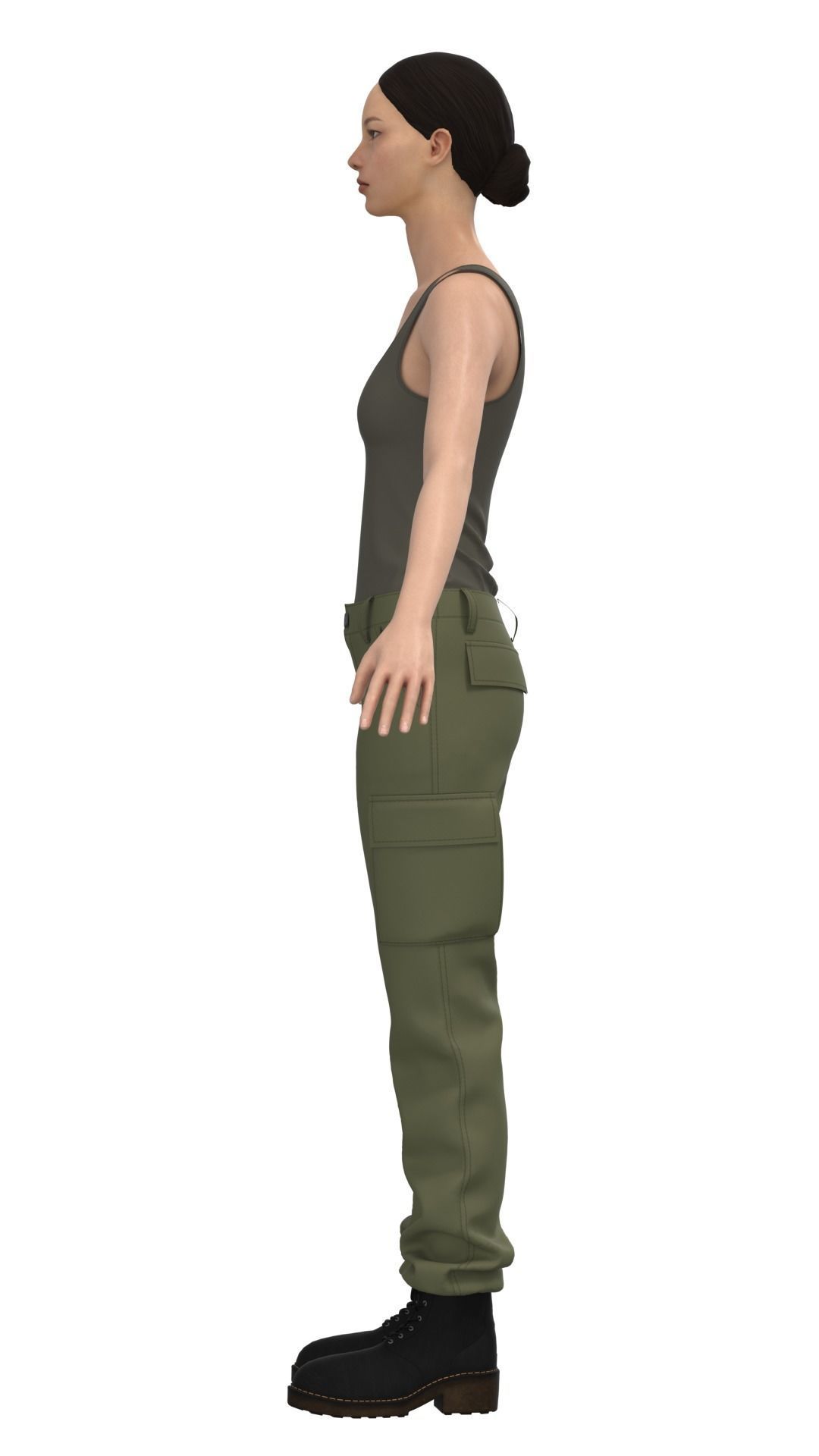 Womens Tactical Cargo Pants and Shirt  3D model_13