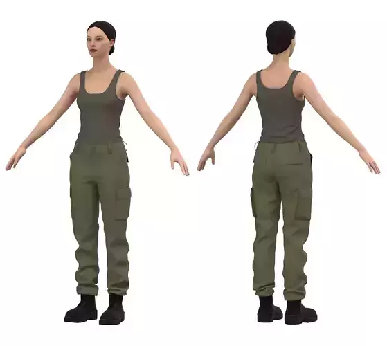 Womens Tactical Cargo Pants and Shirt  3D model