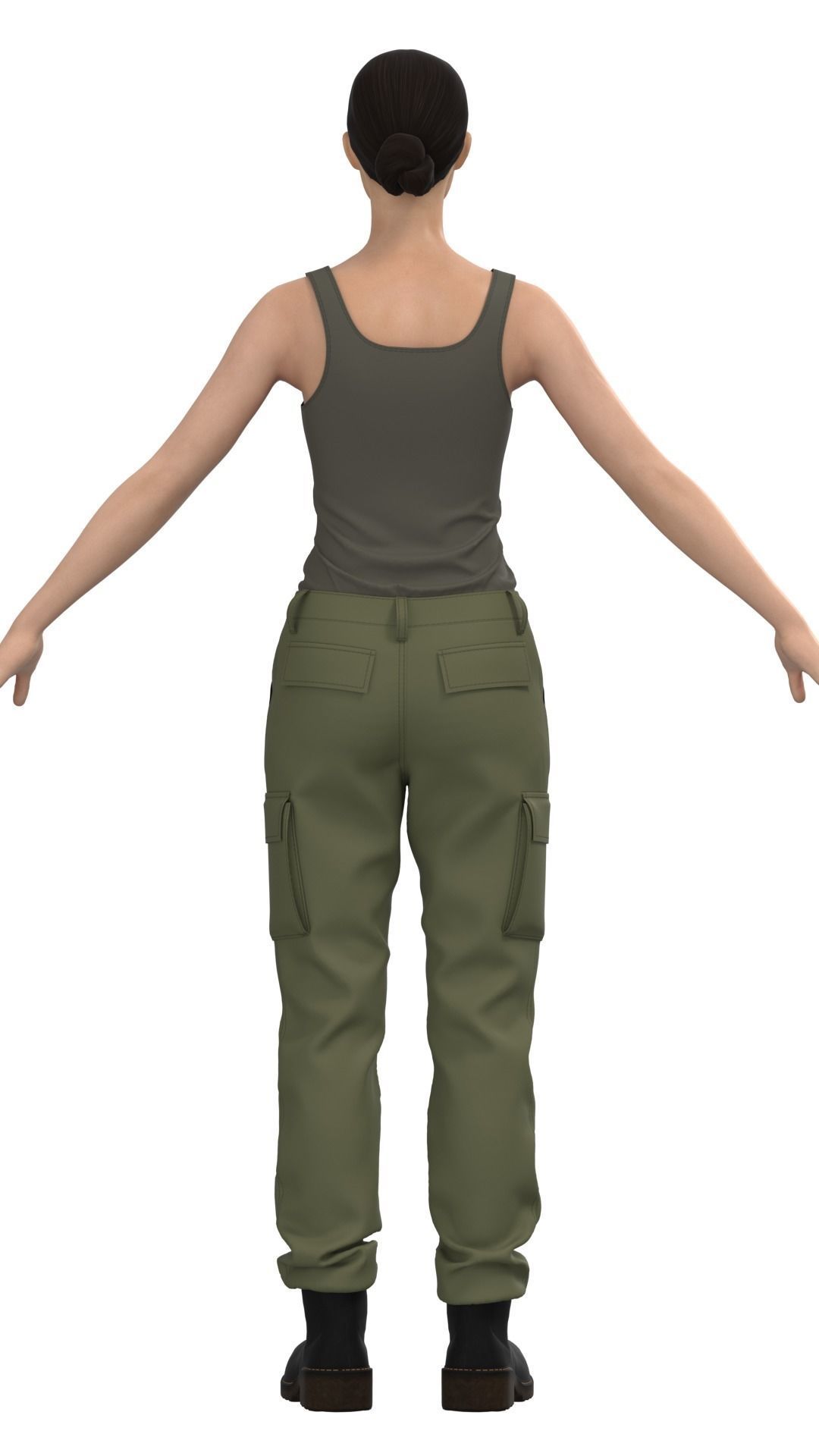 Womens Tactical Cargo Pants and Shirt  3D model_9