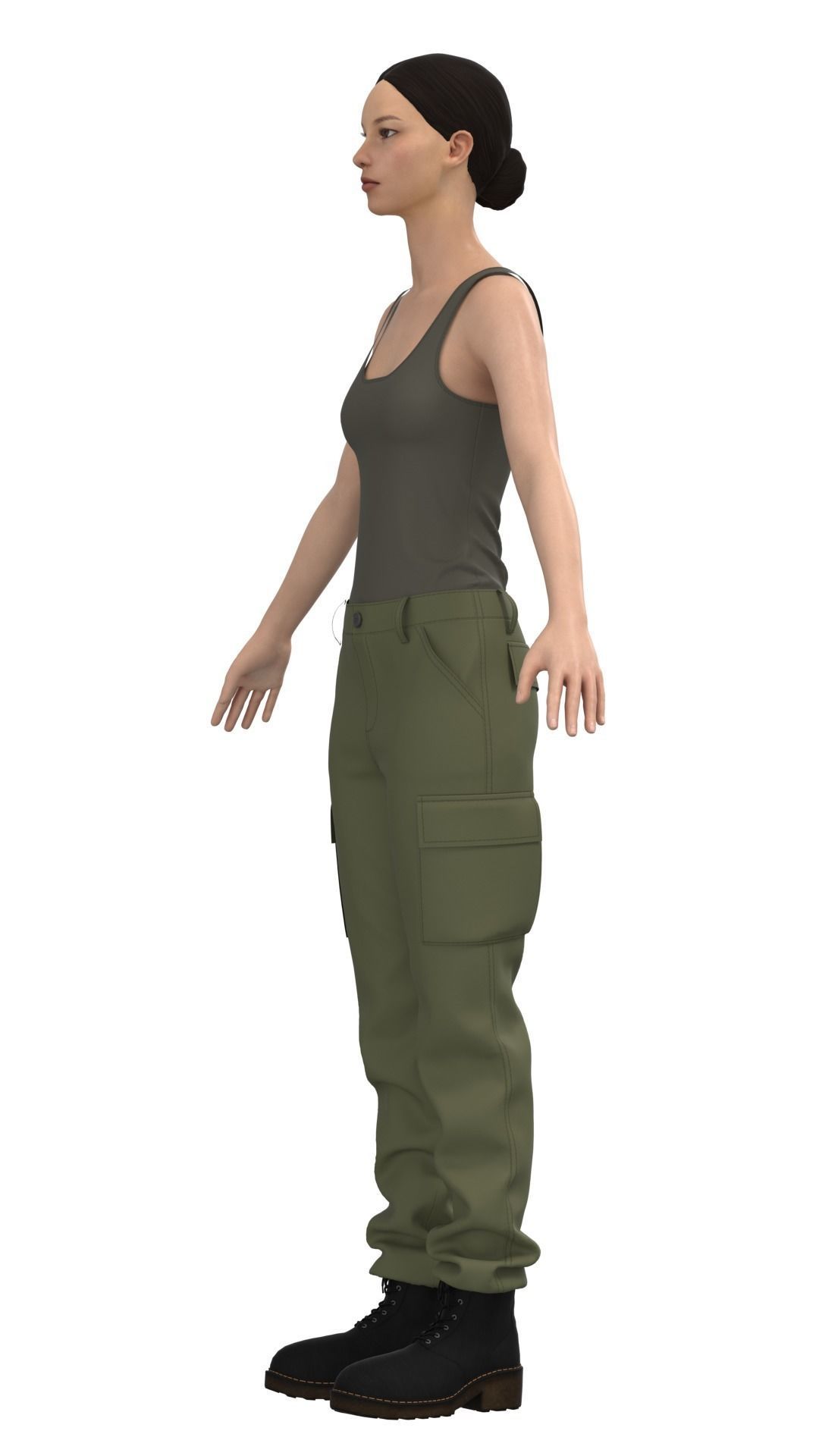 Womens Tactical Cargo Pants and Shirt  3D model_14
