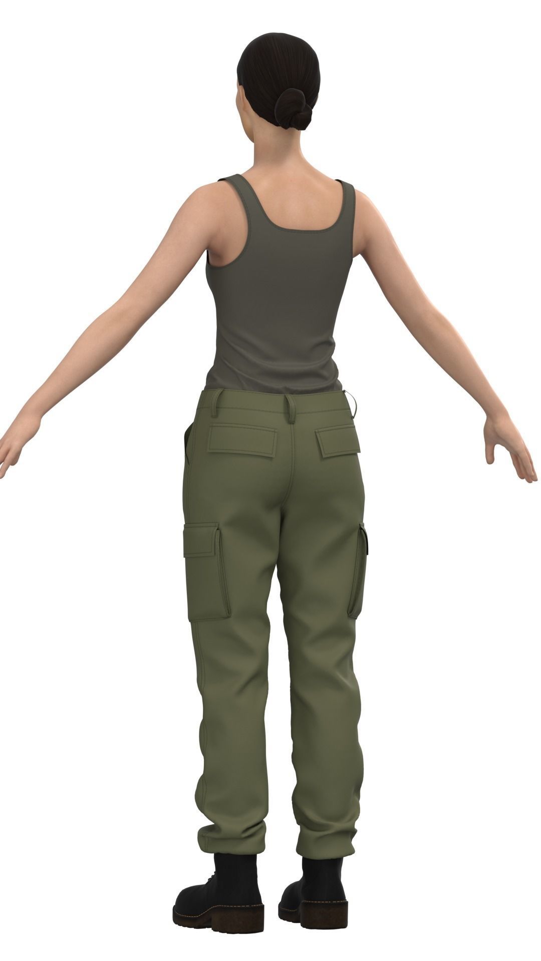 Womens Tactical Cargo Pants and Shirt  3D model_10