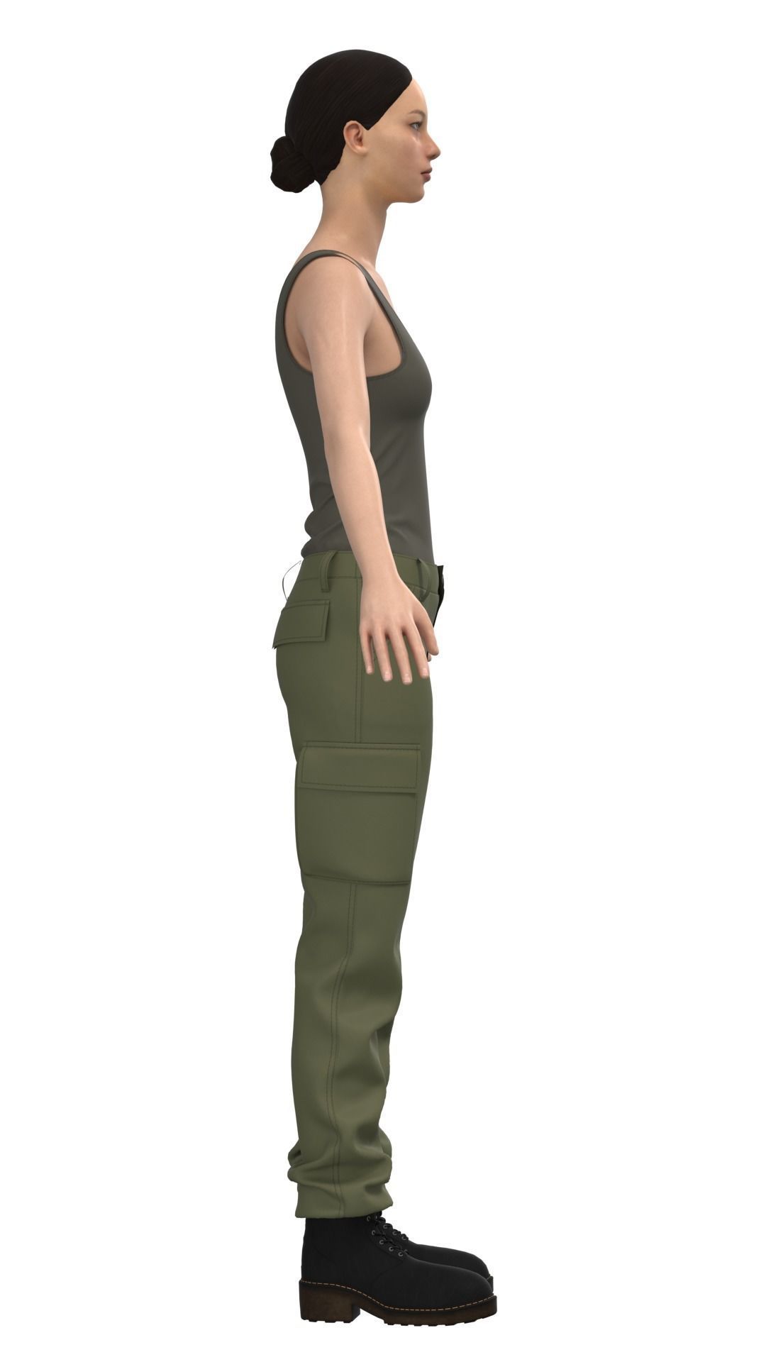 Womens Tactical Cargo Pants and Shirt  3D model_4