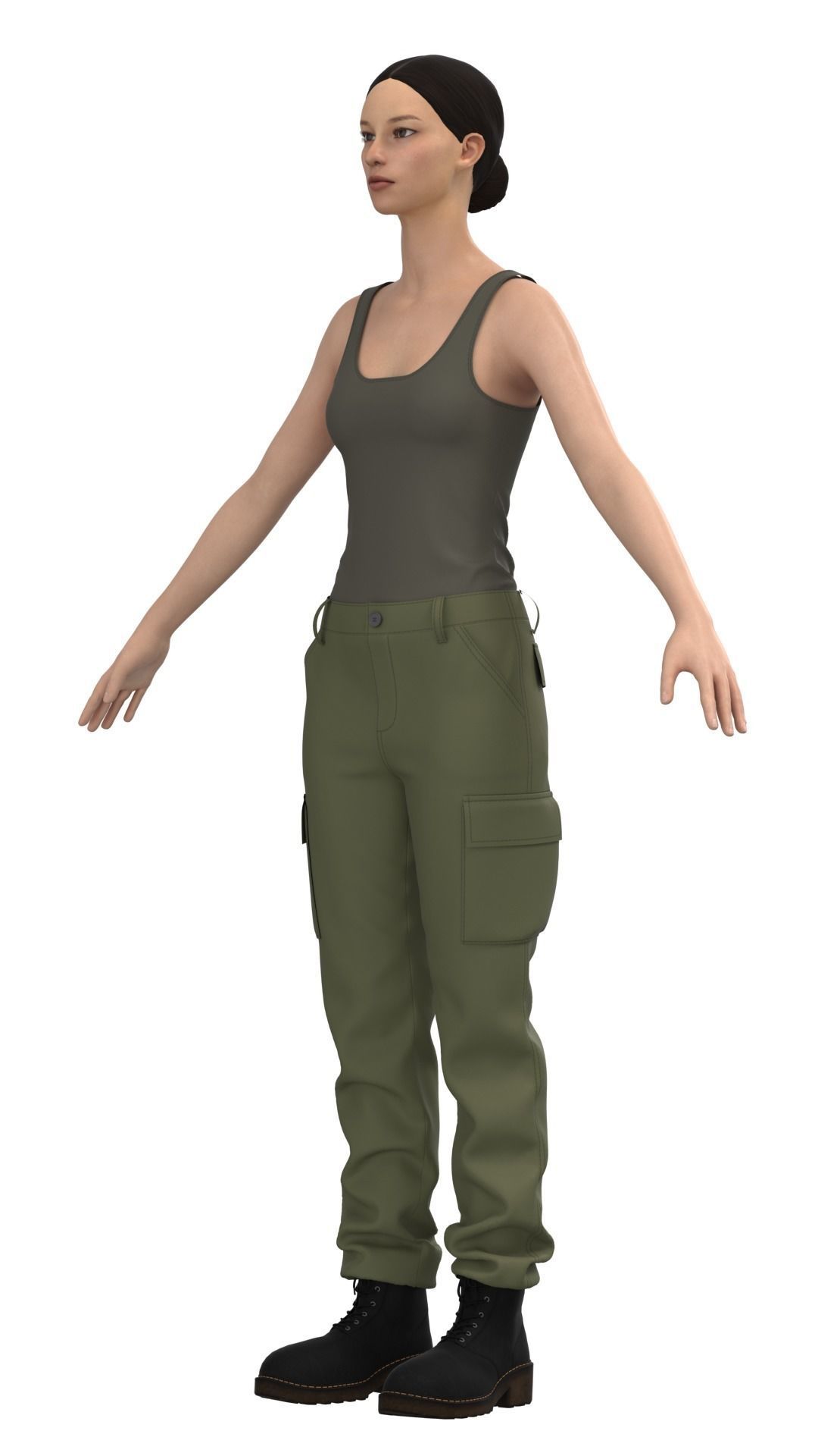 Womens Tactical Cargo Pants and Shirt  3D model_15
