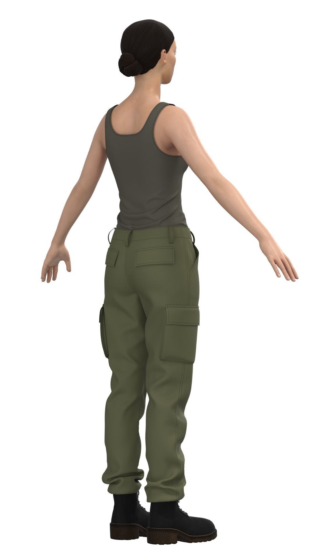 Womens Tactical Cargo Pants and Shirt  3D model_7