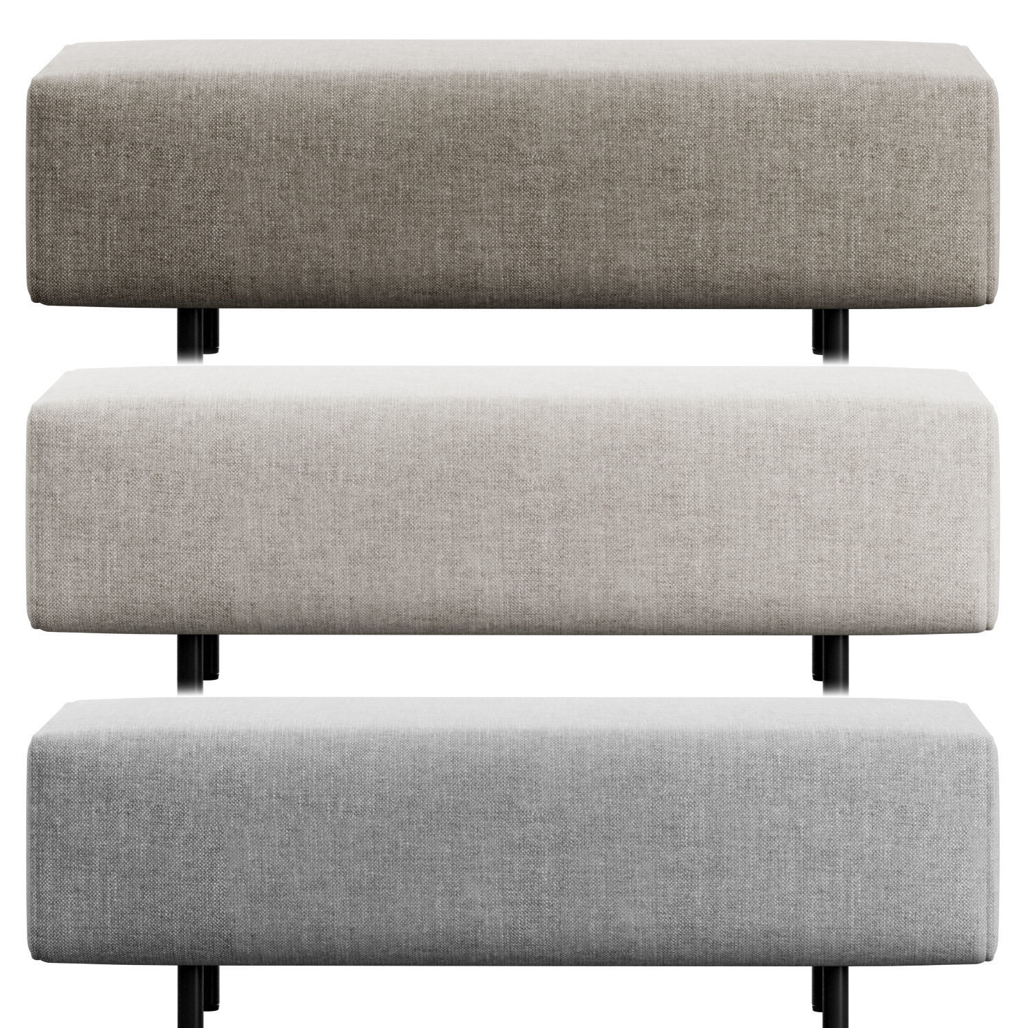 Block Party Lounge Bench by Poppin 3D model_2