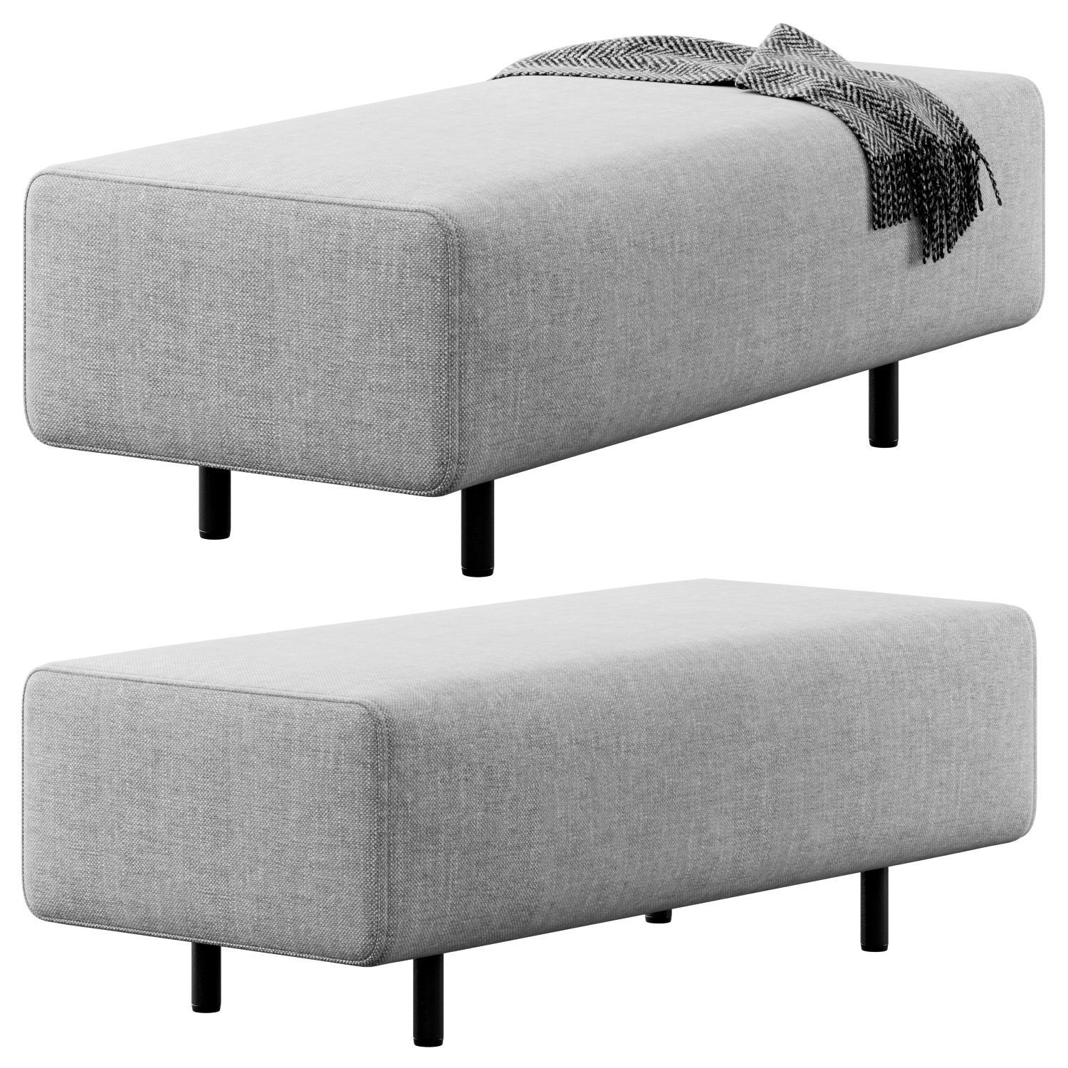 Block Party Lounge Bench by Poppin 3D model_1