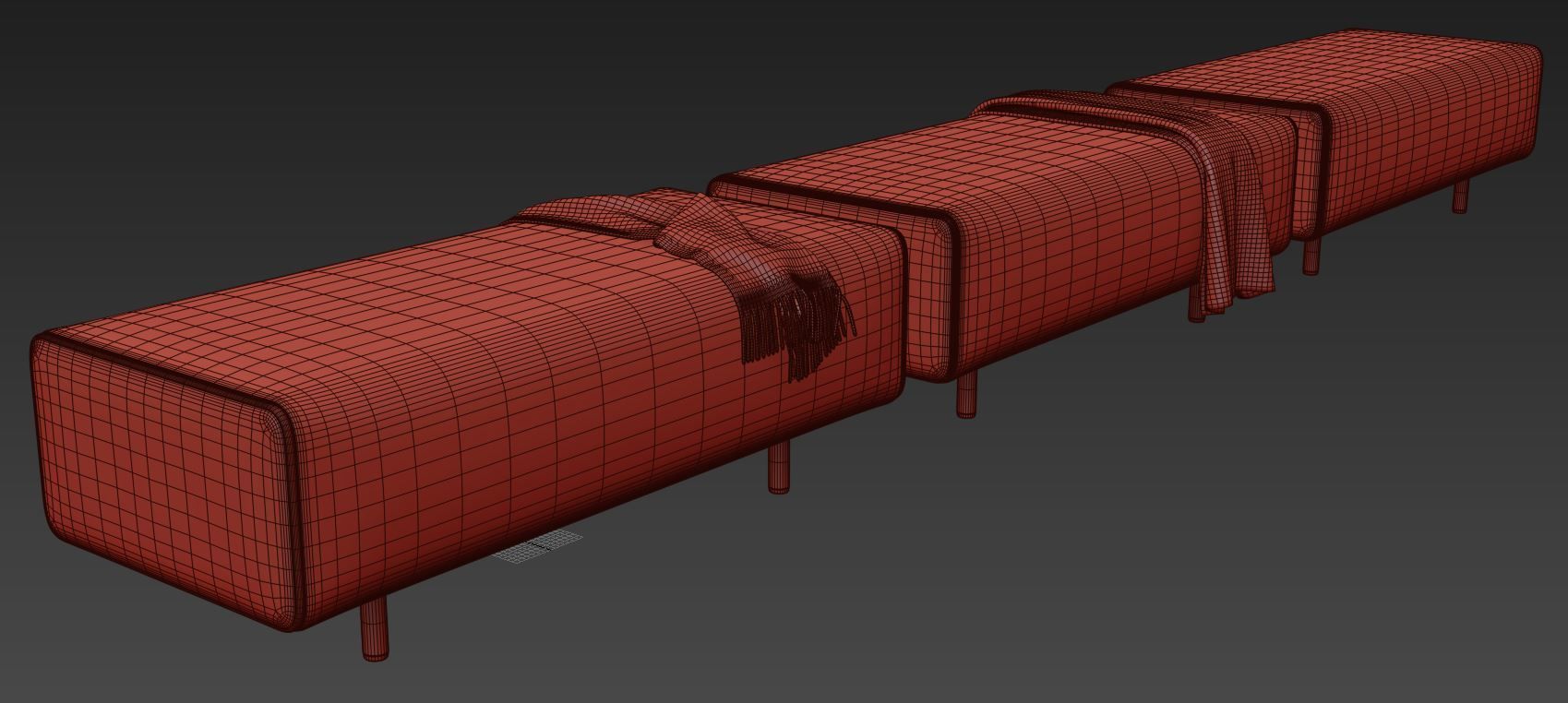 Block Party Lounge Bench by Poppin 3D model_9