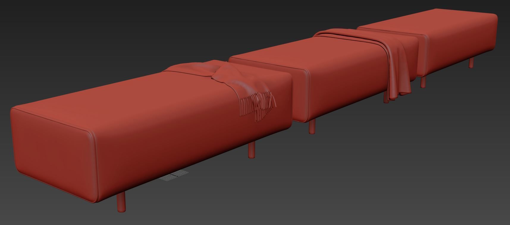 Block Party Lounge Bench by Poppin 3D model_8