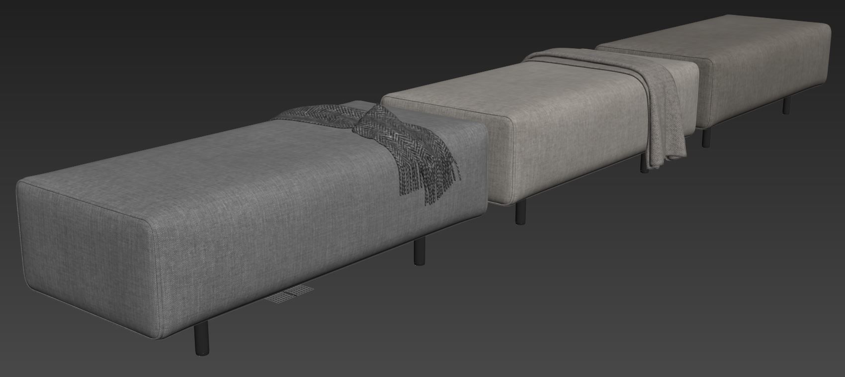 Block Party Lounge Bench by Poppin 3D model_7