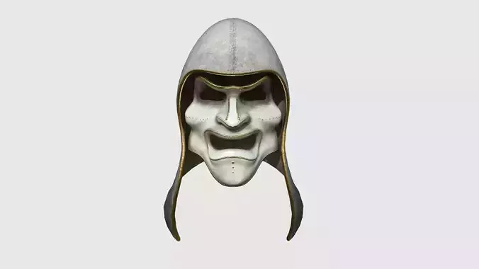 Assassin Mask A01 White Gold - Character Design Fashion Low-poly 3D model