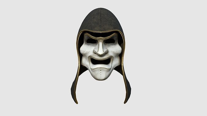 Assassin Mask A02 Black White - Character Design Fashion Low-poly 3D model