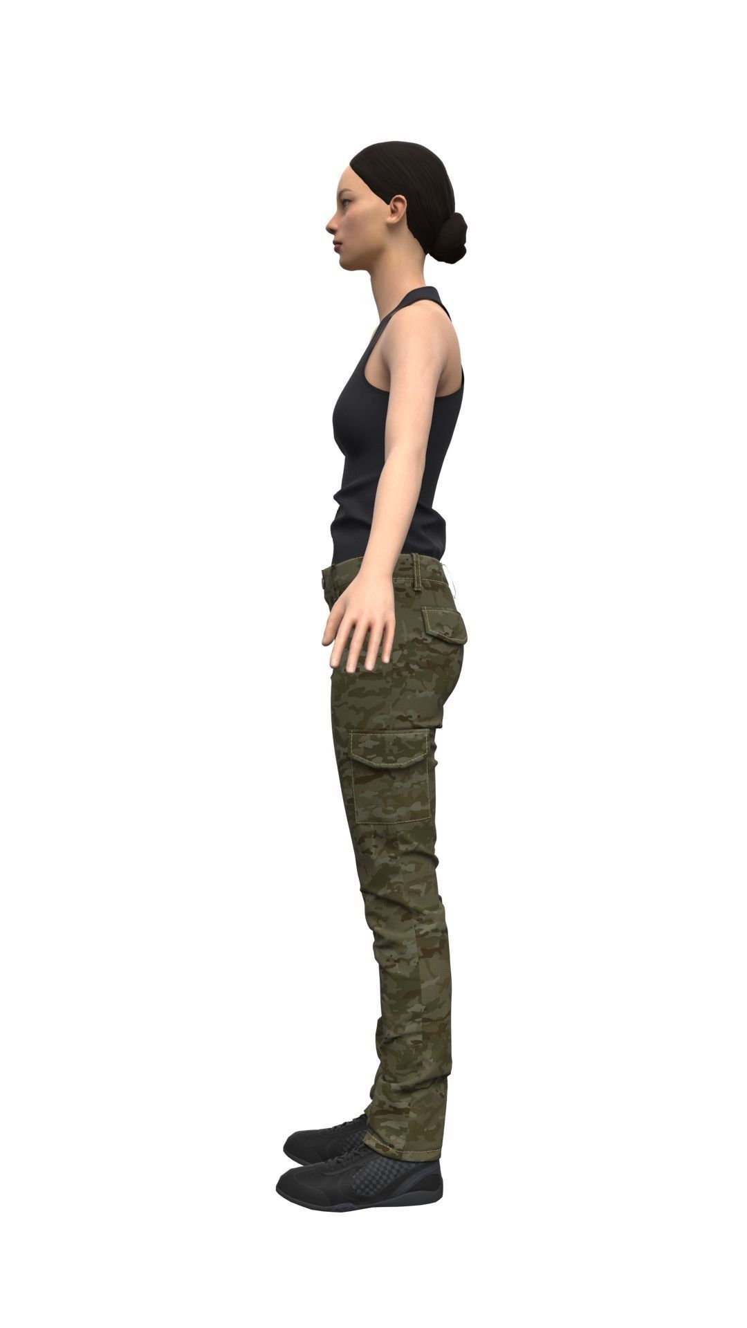 Female Military Style Cargo Pants - Marvelous Designer 3D model_14