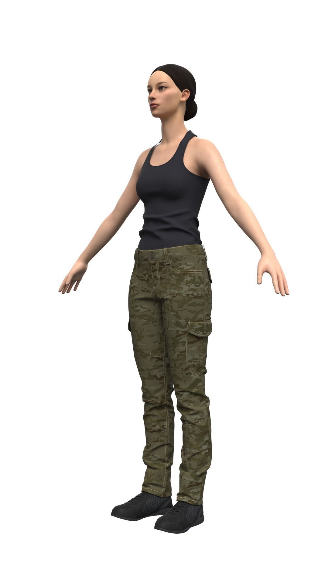 Female Military Style Cargo Pants - Marvelous Designer 3D model_16