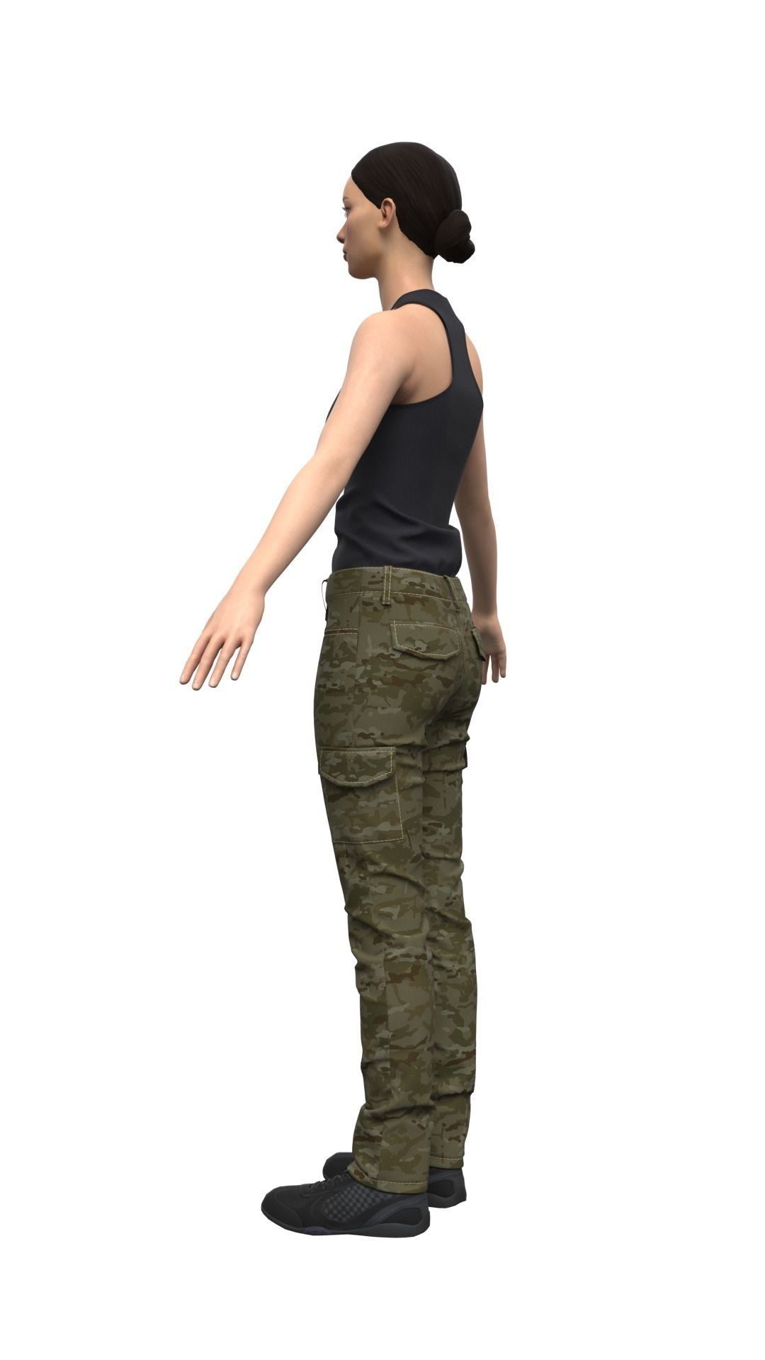 Female Military Style Cargo Pants - Marvelous Designer 3D model_13