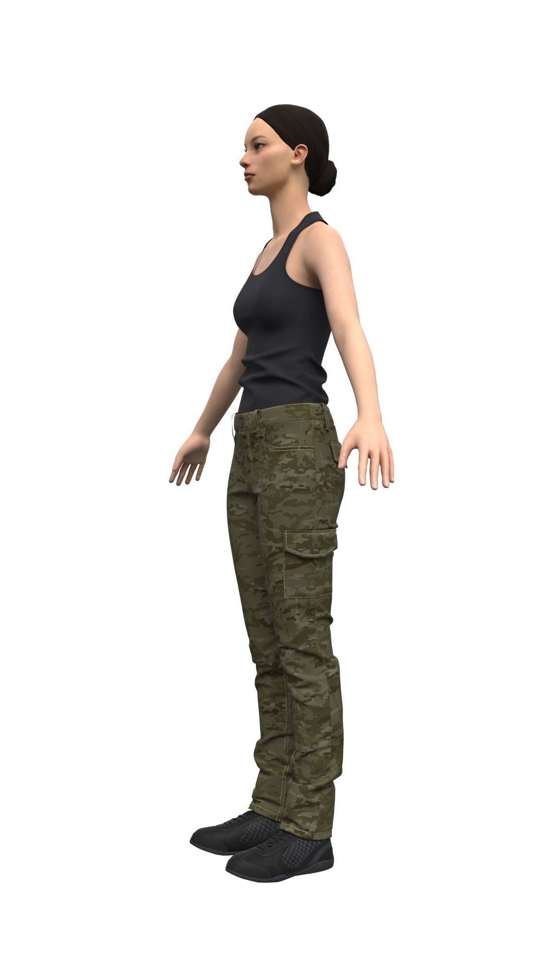 Female Military Style Cargo Pants - Marvelous Designer 3D model_15