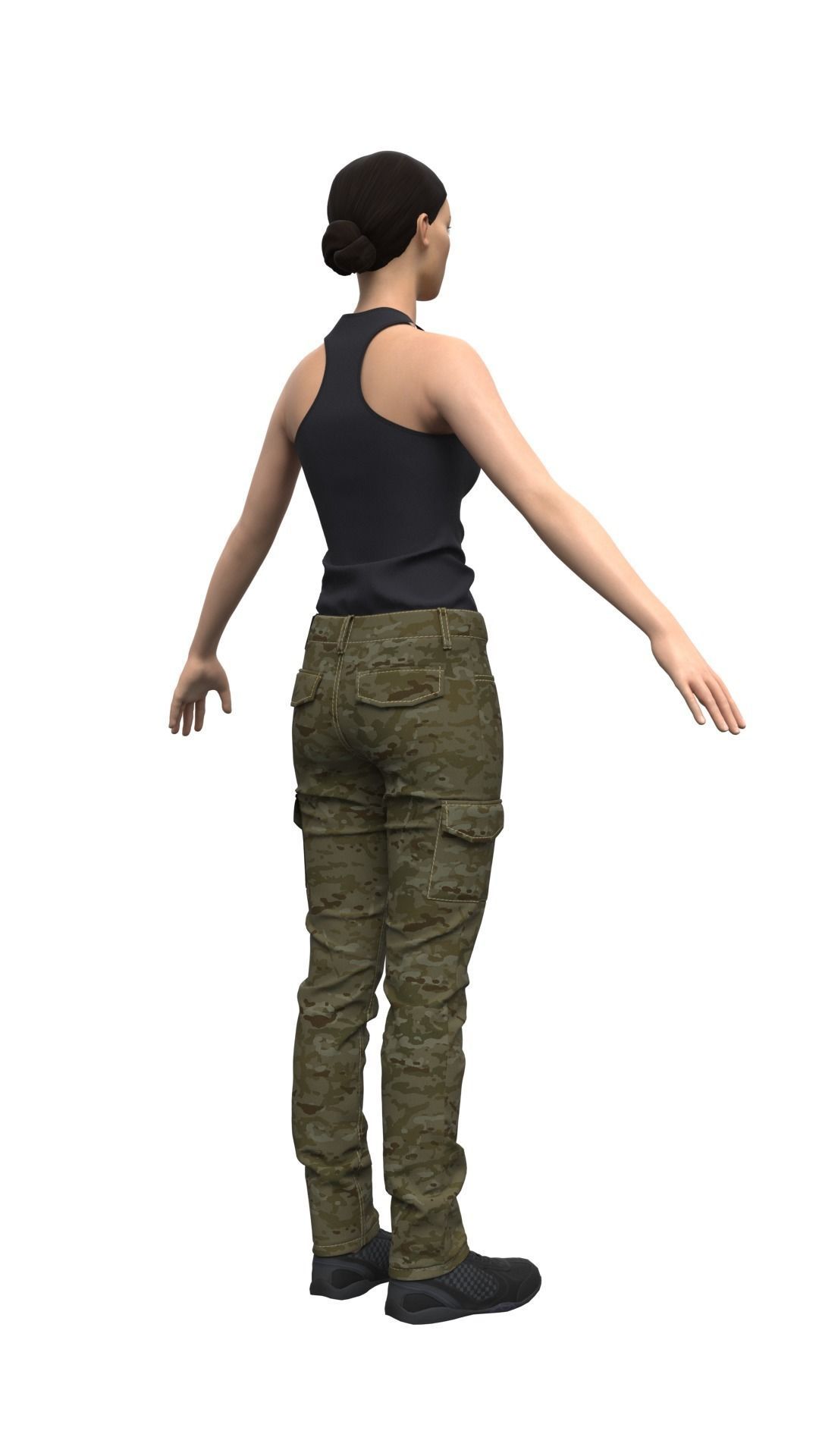 Female Military Style Cargo Pants - Marvelous Designer 3D model_8