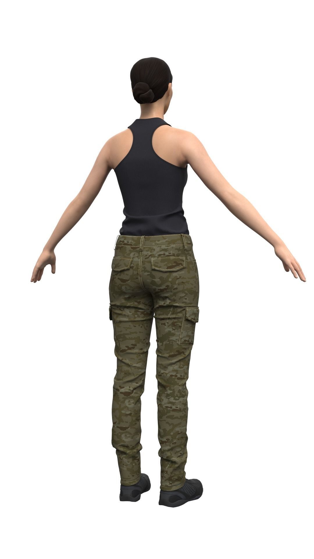 Female Military Style Cargo Pants - Marvelous Designer 3D model_9