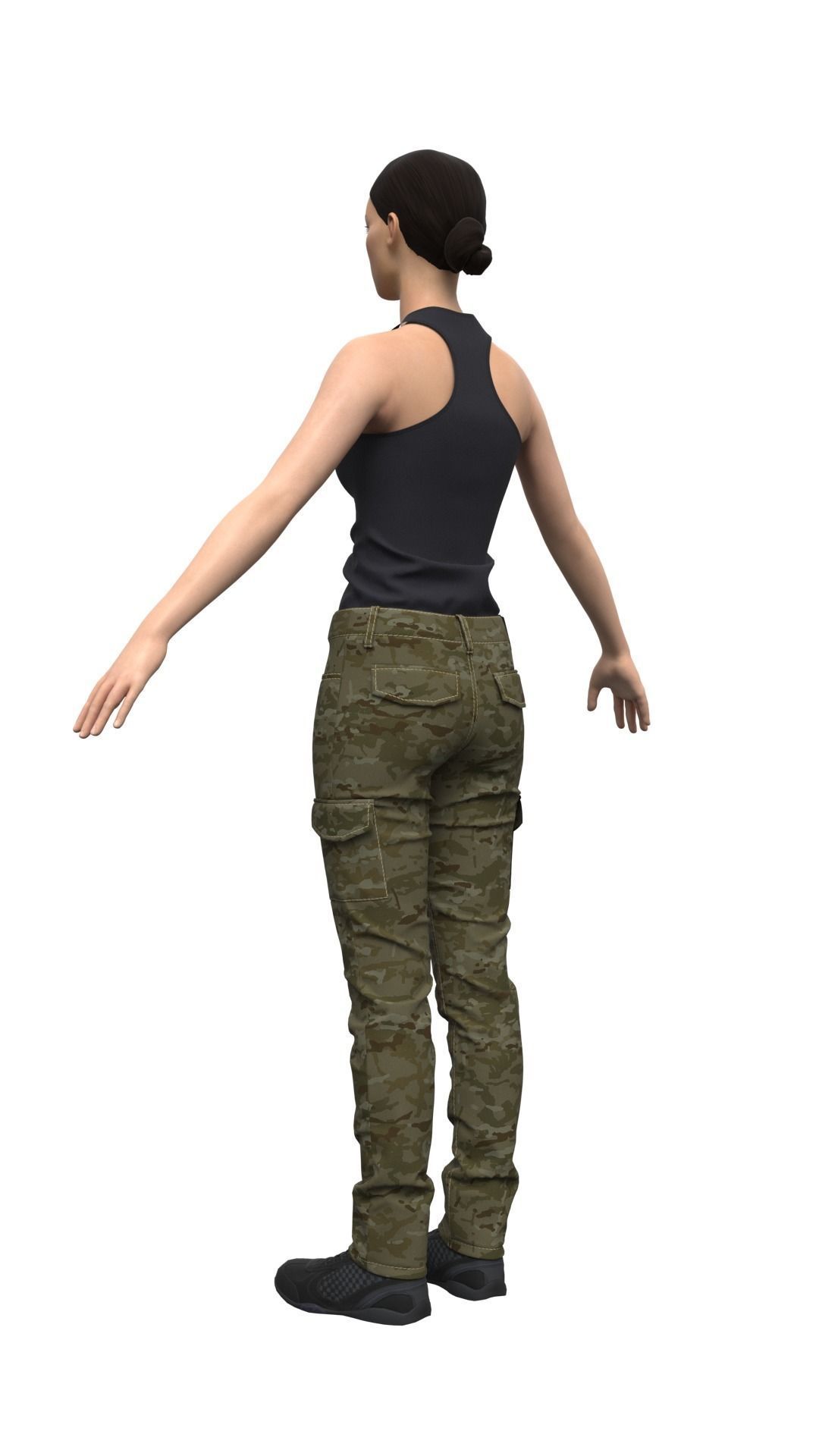Female Military Style Cargo Pants - Marvelous Designer 3D model_12