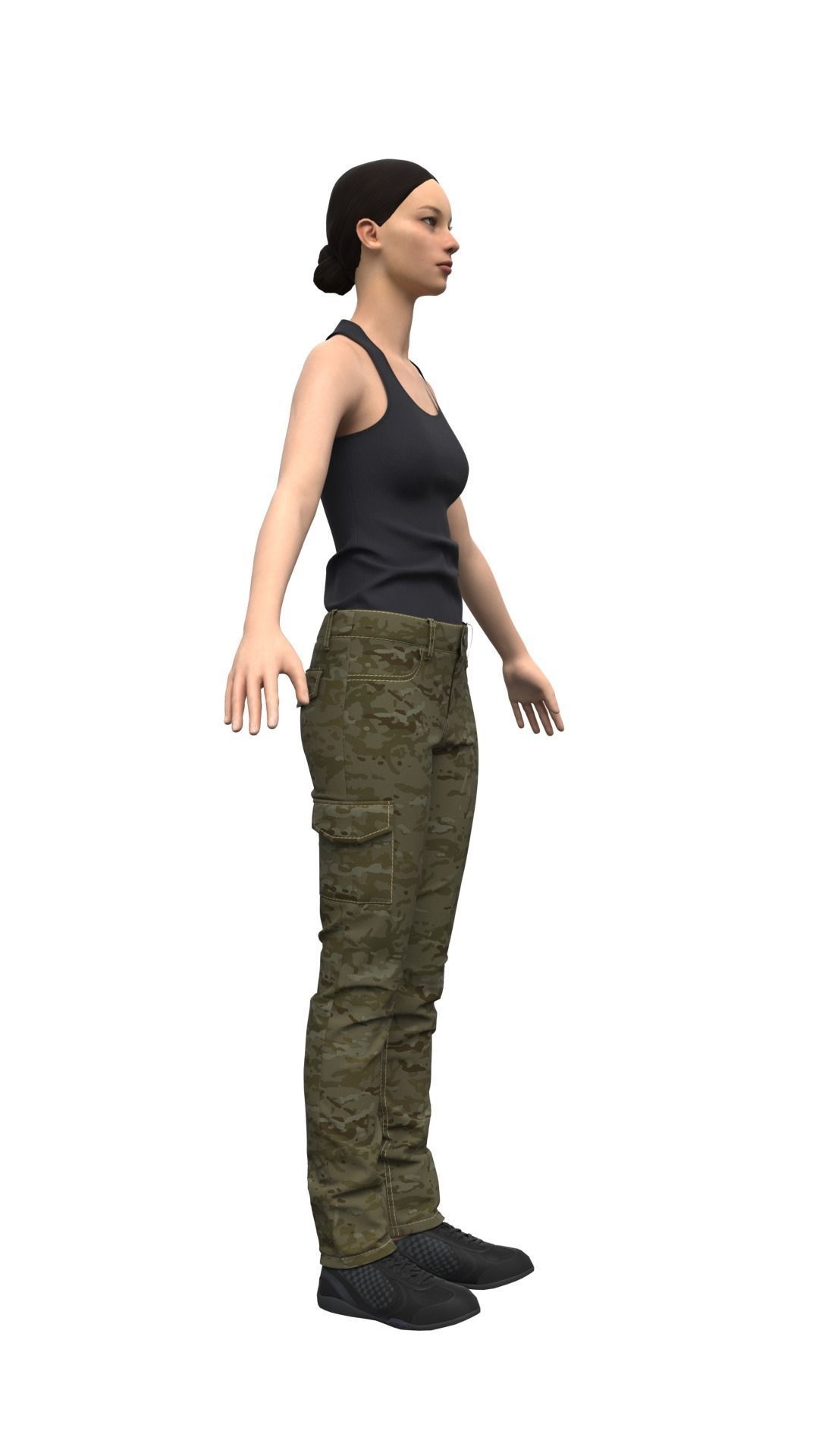 Female Military Style Cargo Pants - Marvelous Designer 3D model_5