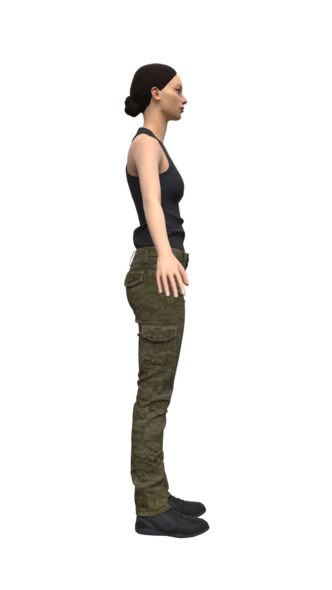 Female Military Style Cargo Pants - Marvelous Designer 3D model_6