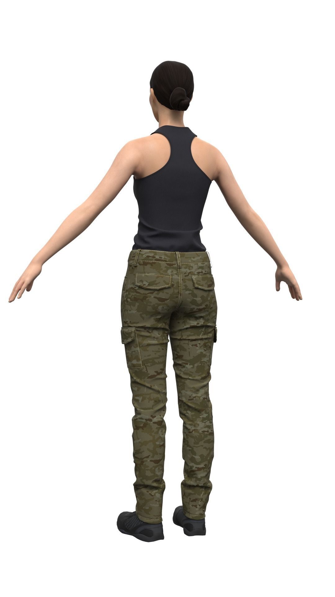 Female Military Style Cargo Pants - Marvelous Designer 3D model_11