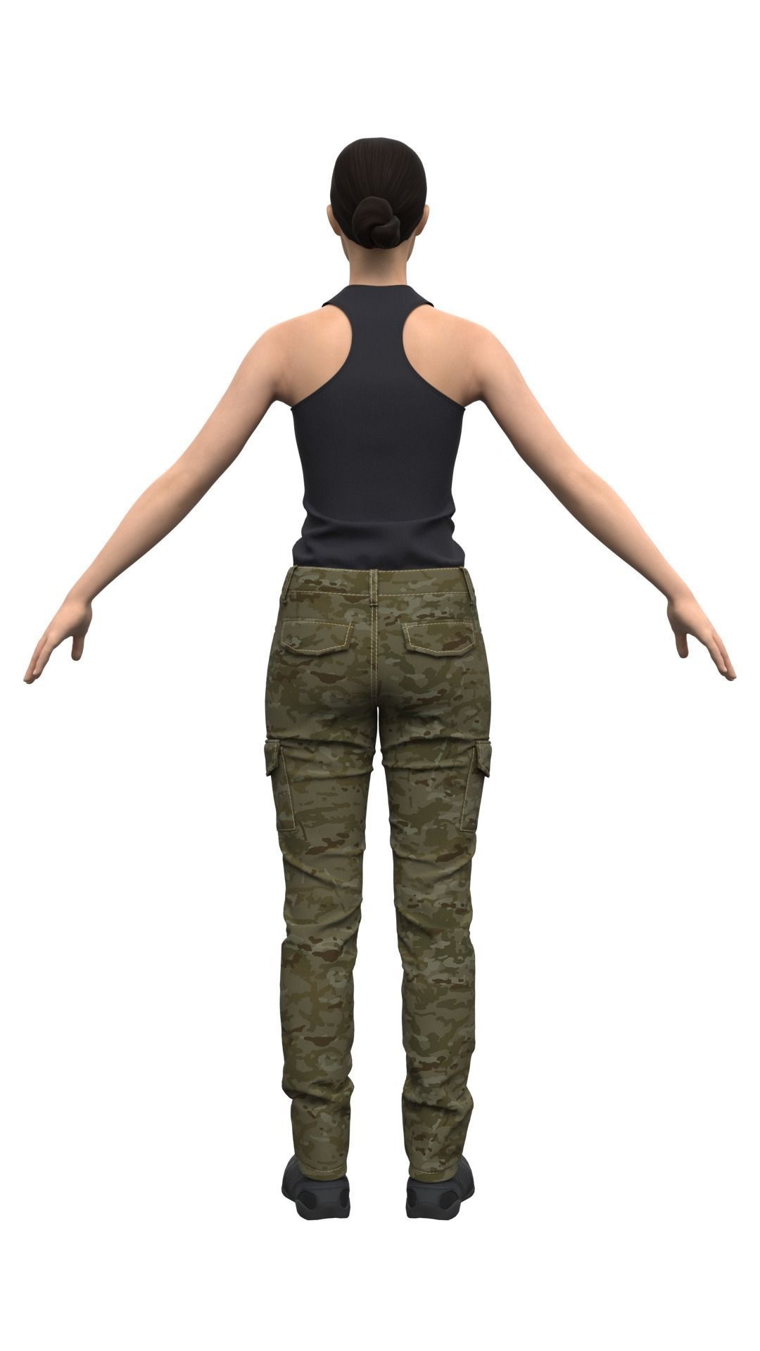 Female Military Style Cargo Pants - Marvelous Designer 3D model_10