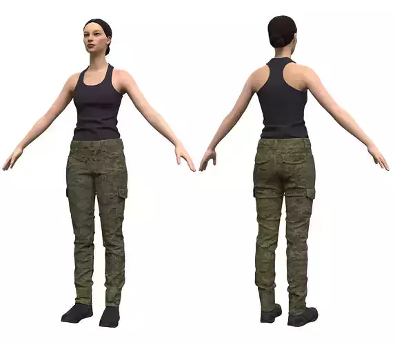 Female Military Style Cargo Pants - Marvelous Designer 3D model
