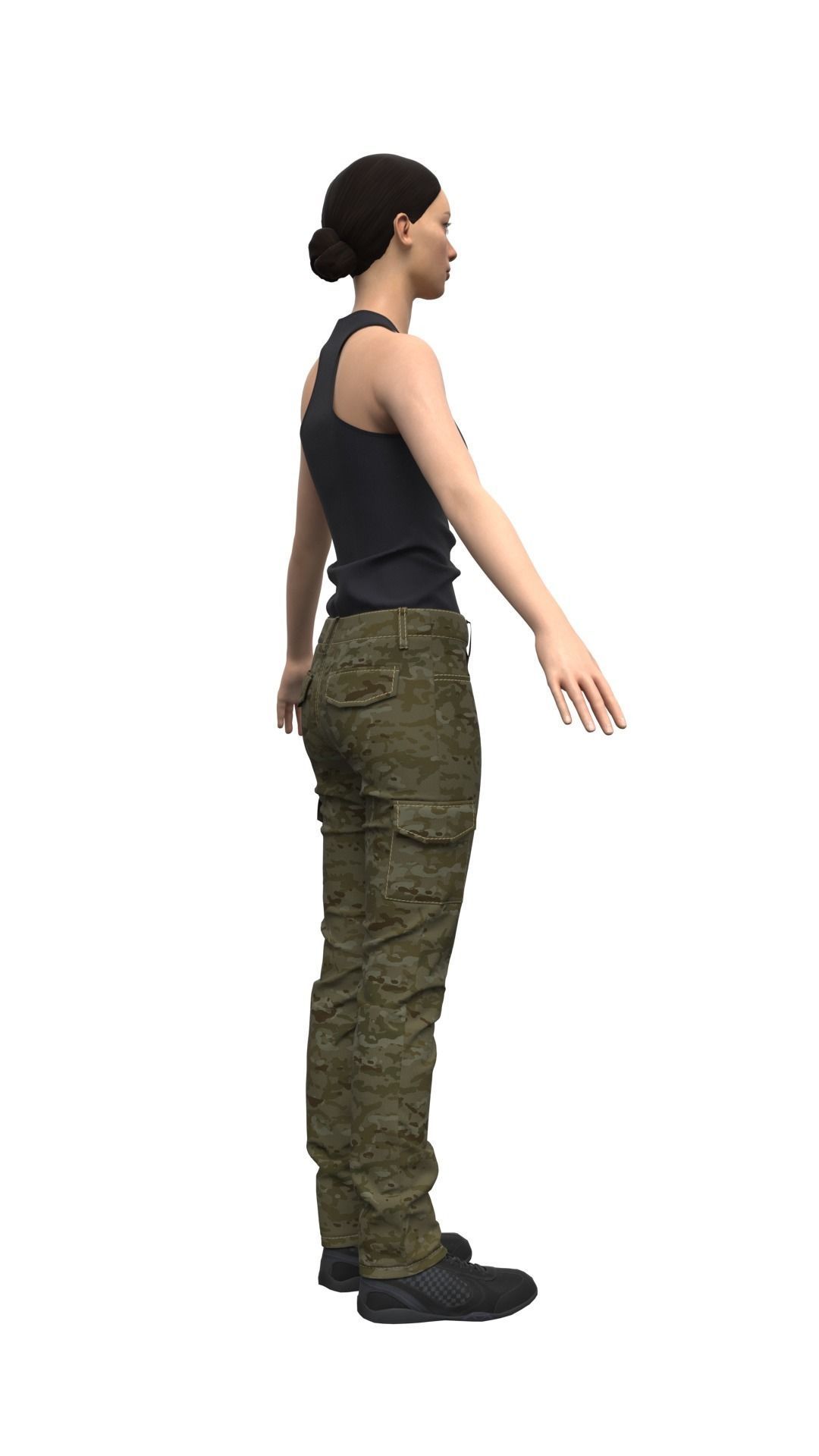 Female Military Style Cargo Pants - Marvelous Designer 3D model_7