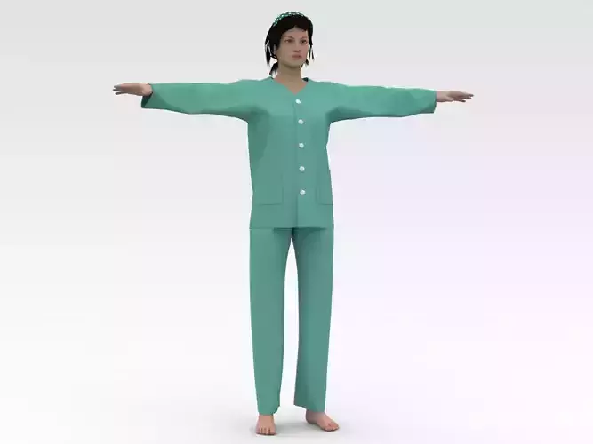 Female Patient Green Dress 3D model