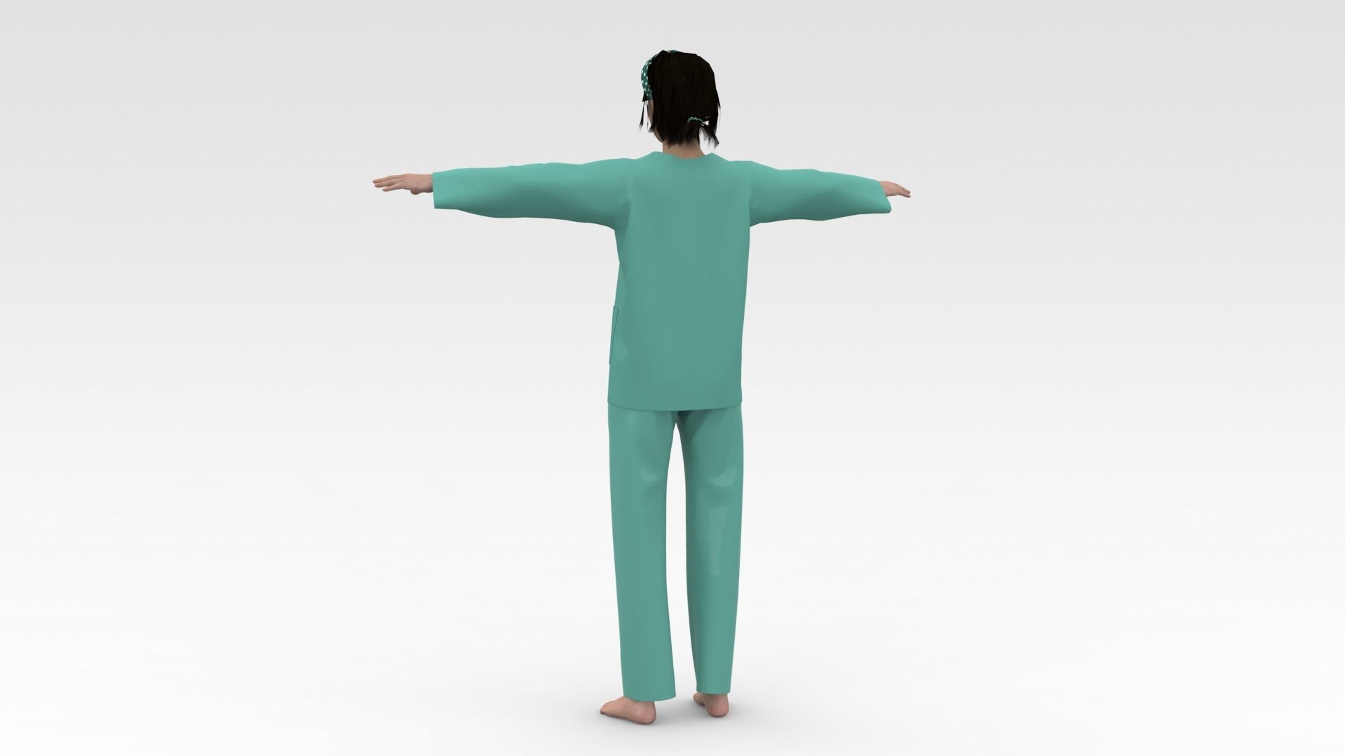 Female Patient Green Dress 3D model_3