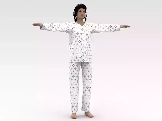 Female Patient White Dress 3D model