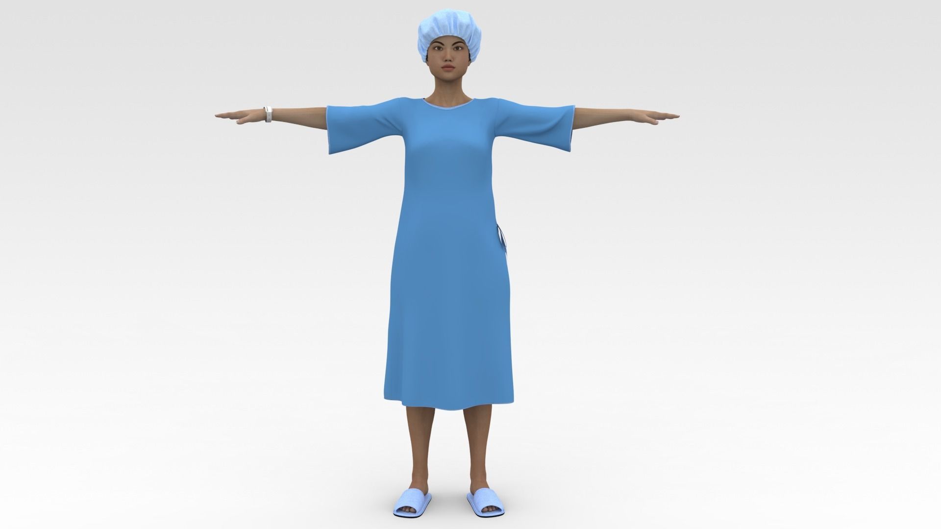 Female Patient with Blue Gown 3D model_6