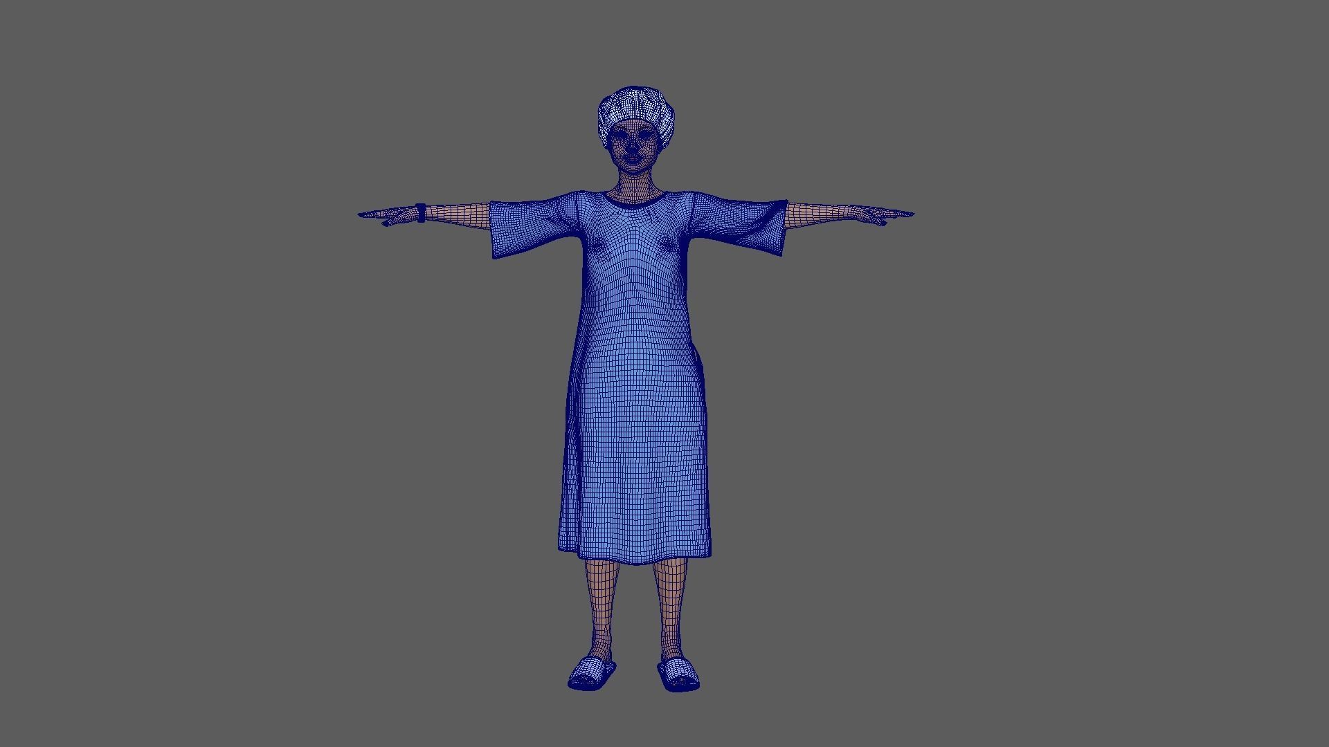 Female Patient with Blue Gown 3D model_8