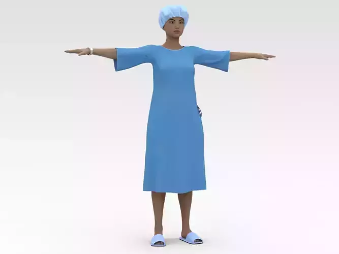 Female Patient with Blue Gown 3D model