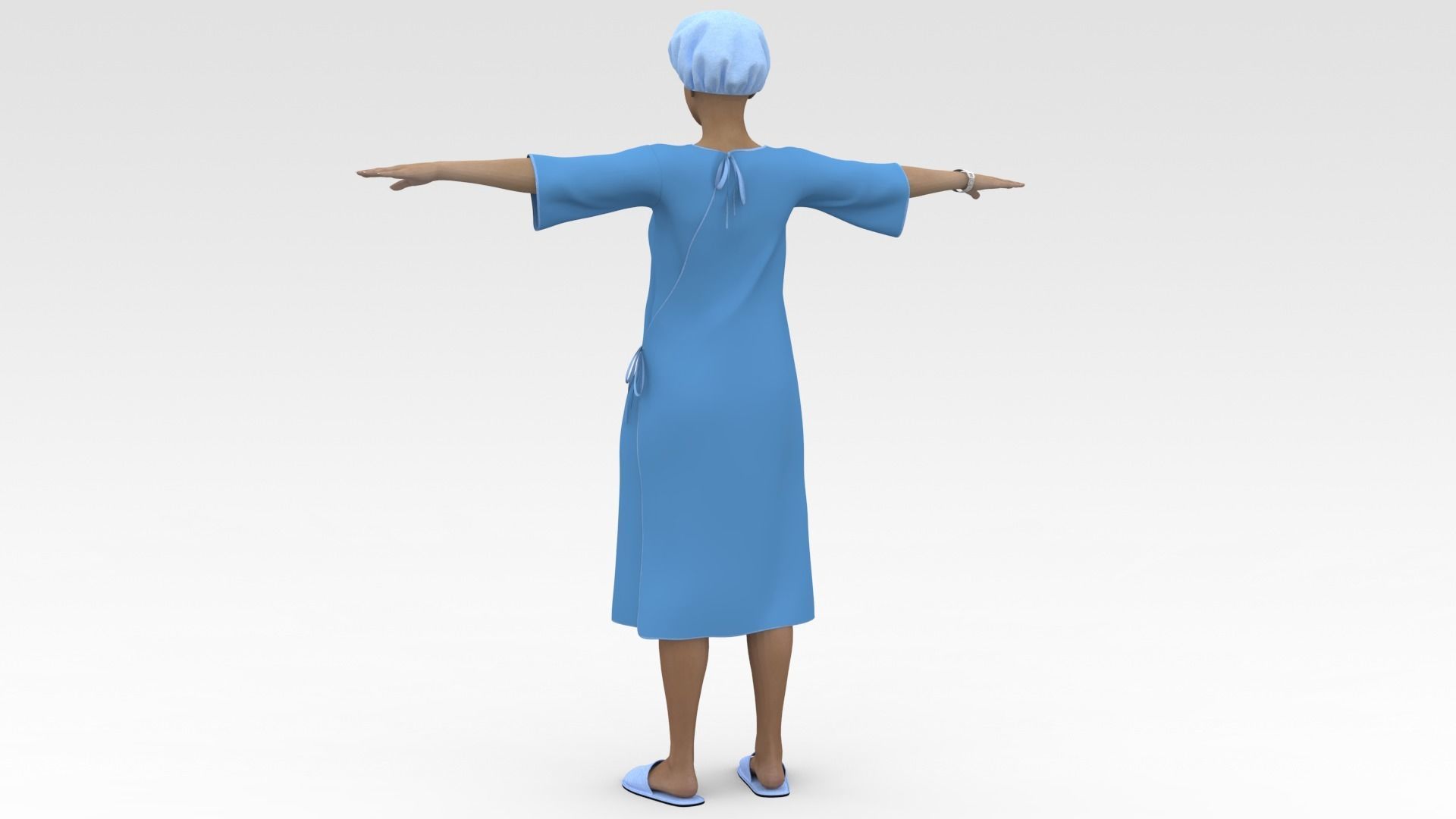 Female Patient with Blue Gown 3D model_3