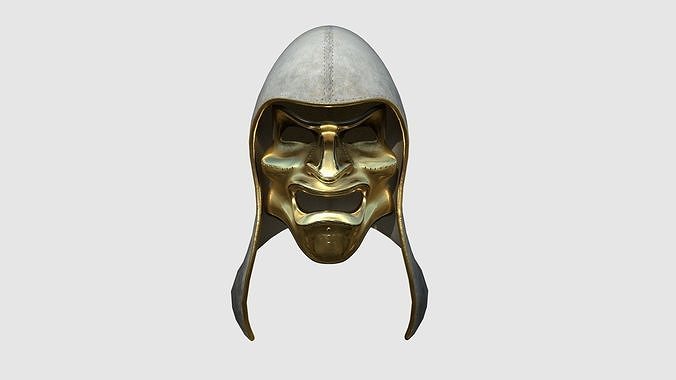 Assassin Mask A05 Gold White - Character Design Fashion Low-poly 3D model