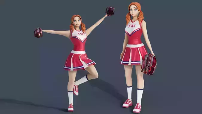 Cartoon cheerleader Rigged Rigged Blender 