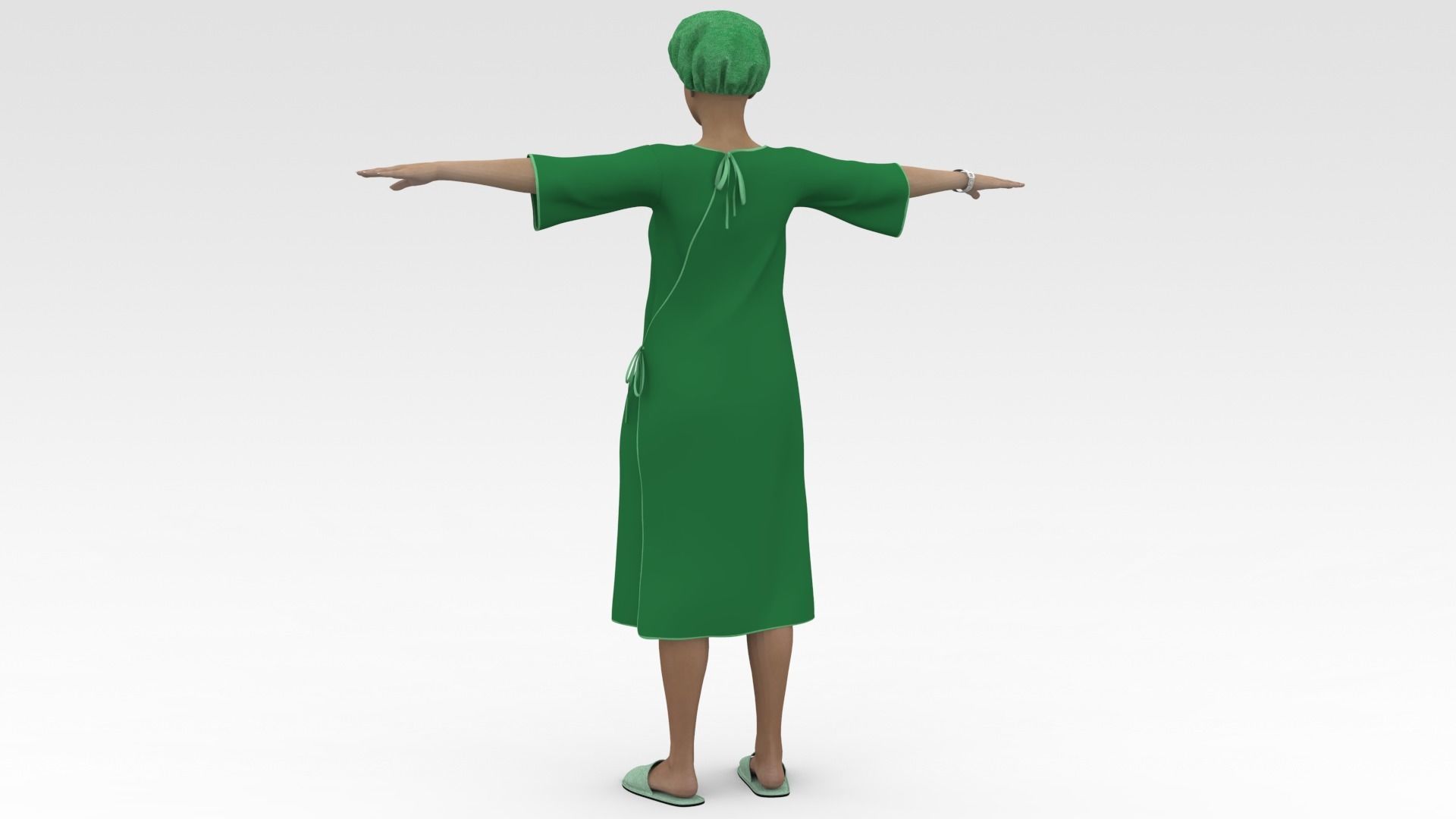 Female Patient with Green Gown 3D model_3