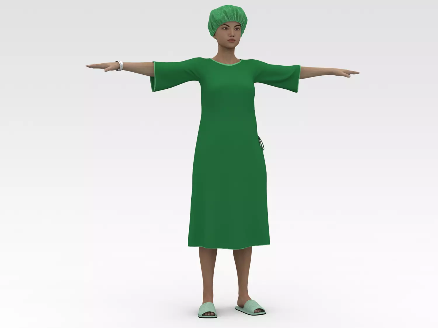 Female Patient with Green Gown 3D model_0