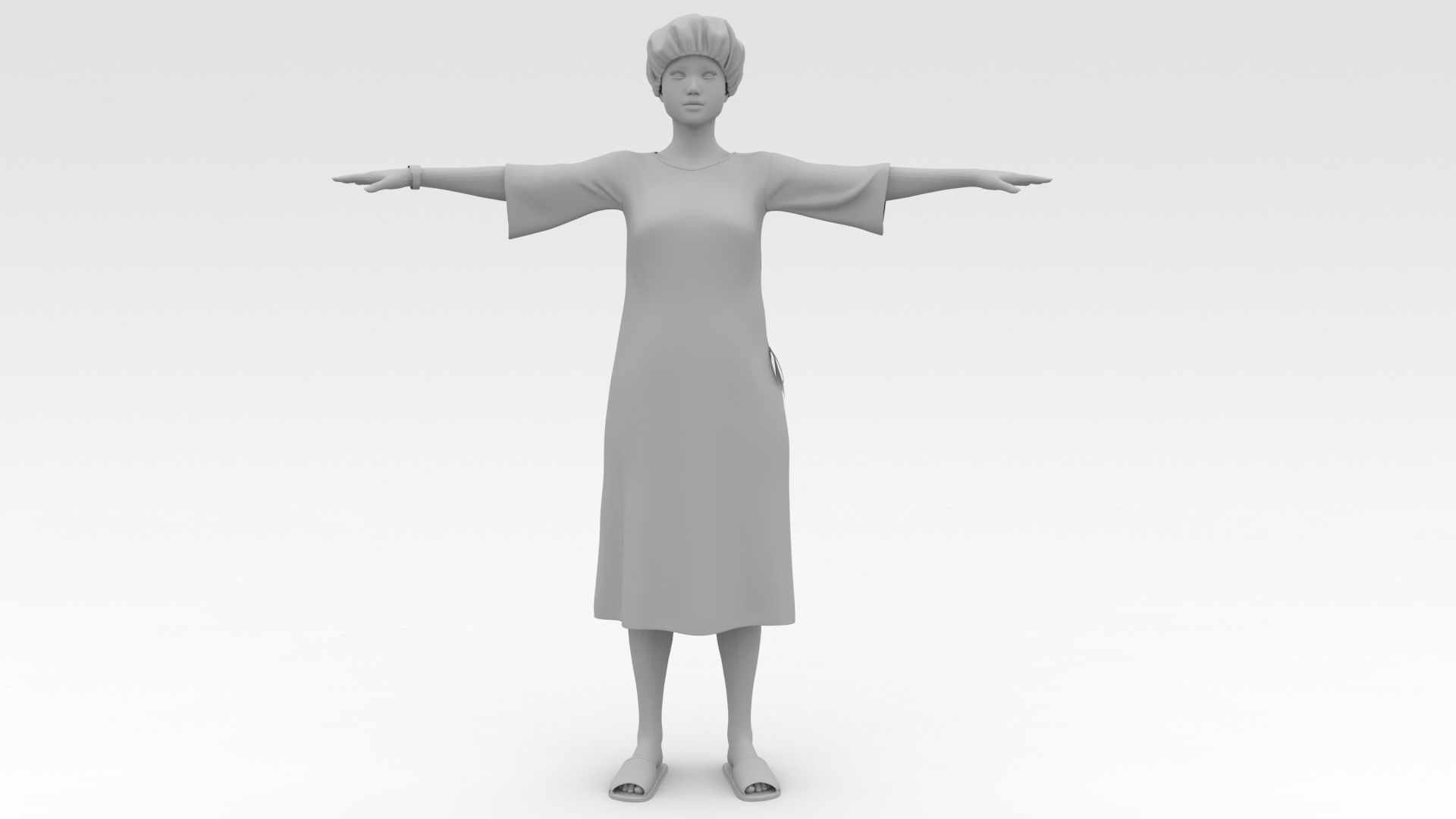 Female Patient with Green Gown 3D model_7