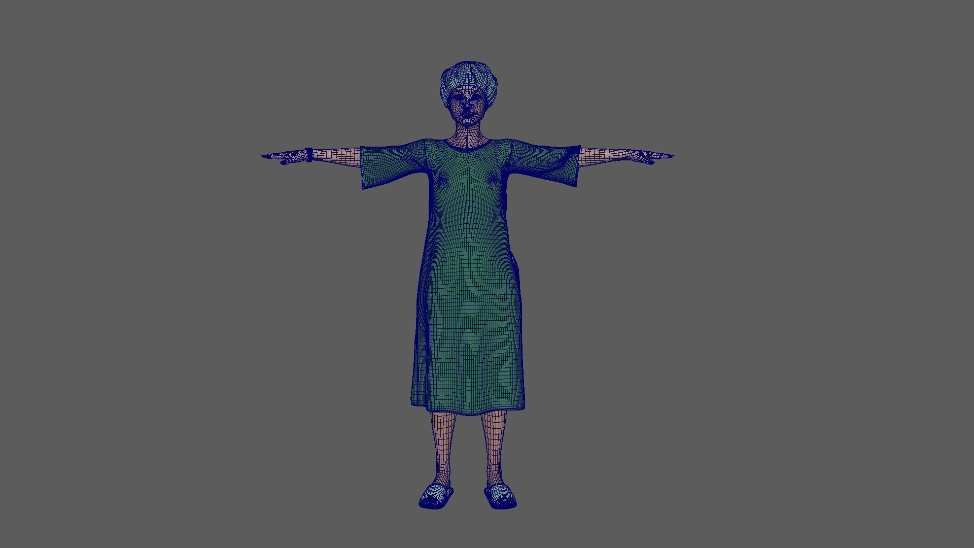 Female Patient with Green Gown 3D model_8