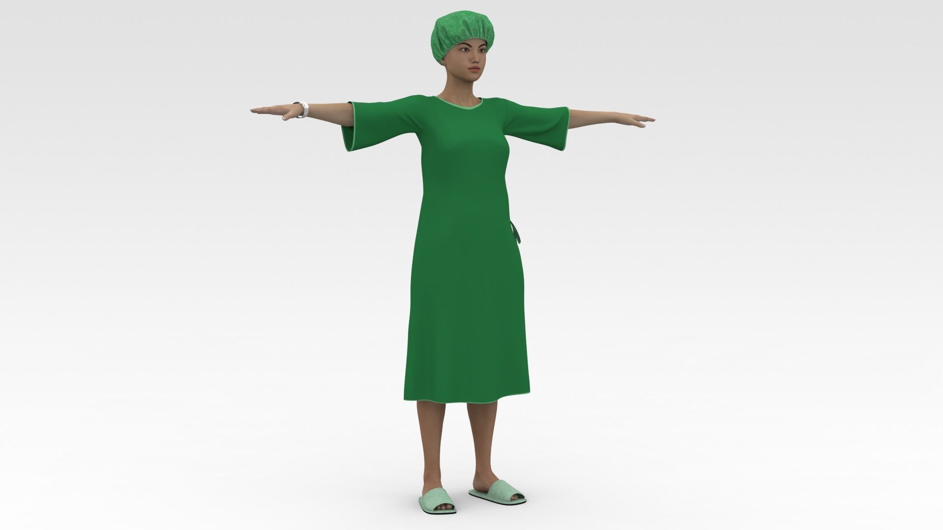 Female Patient with Green Gown 3D model_5