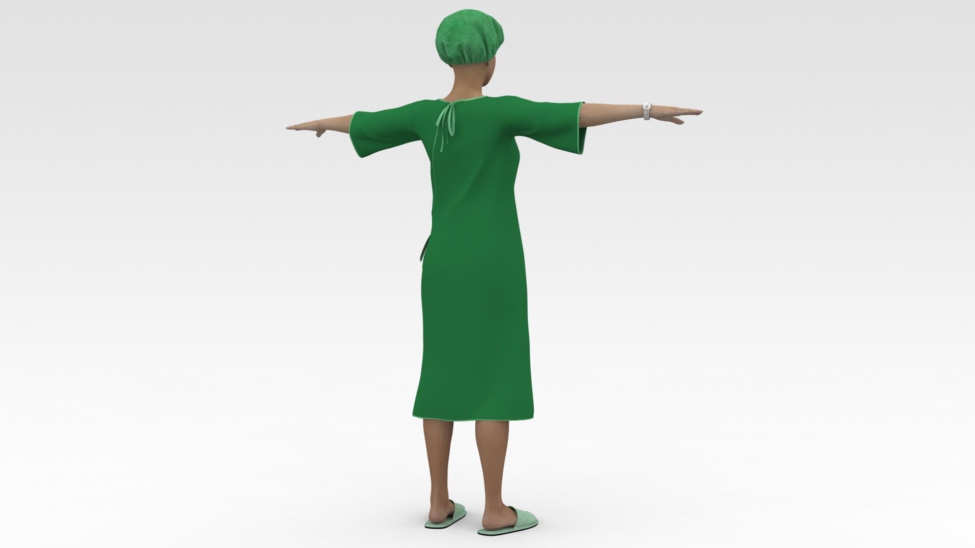Female Patient with Green Gown 3D model_4