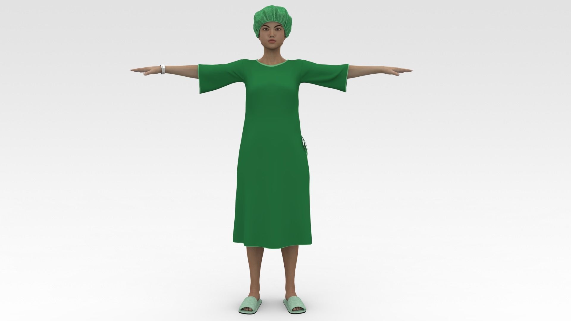 Female Patient with Green Gown 3D model_6